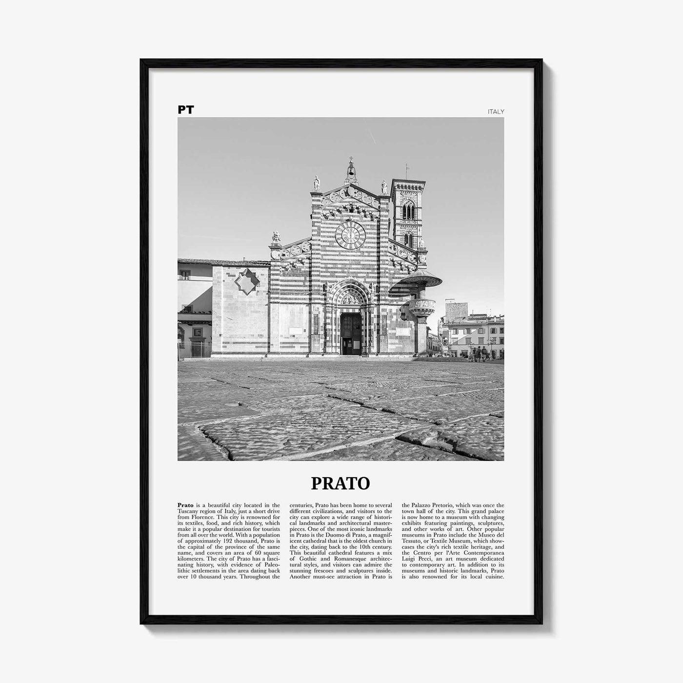 Prato Print Black and White, Prato Wall Art, Prato Poster, Prato Photo, Prato Wall Décor, Prato Map, Italy
