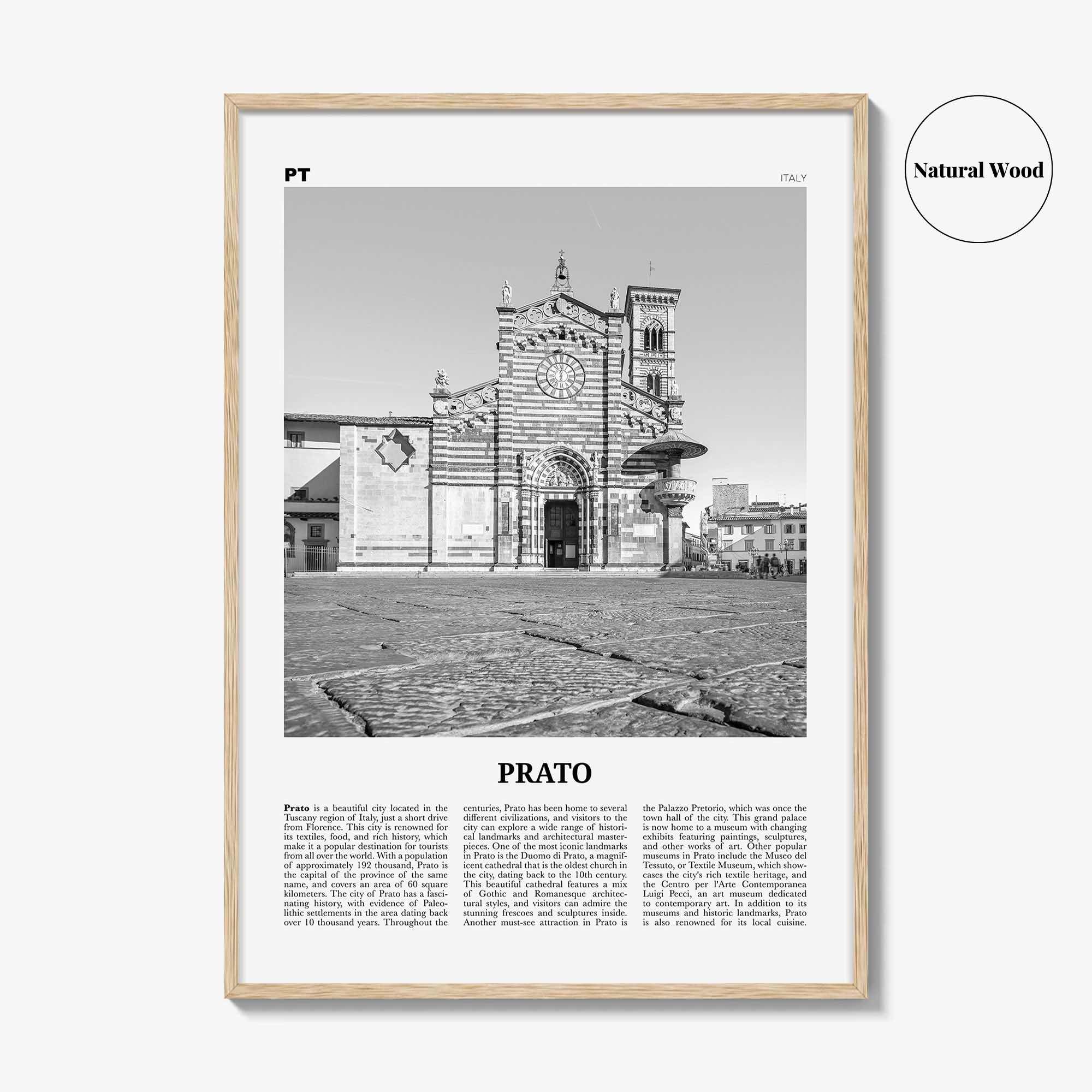 Prato Print Black and White, Prato Wall Art, Prato Poster, Prato Photo, Prato Wall Décor, Prato Map, Italy