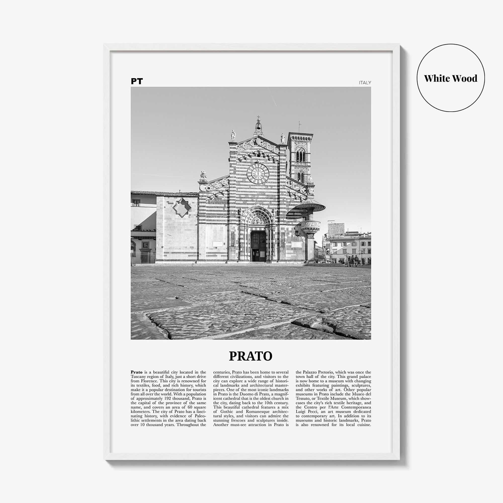 Prato Print Black and White, Prato Wall Art, Prato Poster, Prato Photo, Prato Wall Décor, Prato Map, Italy