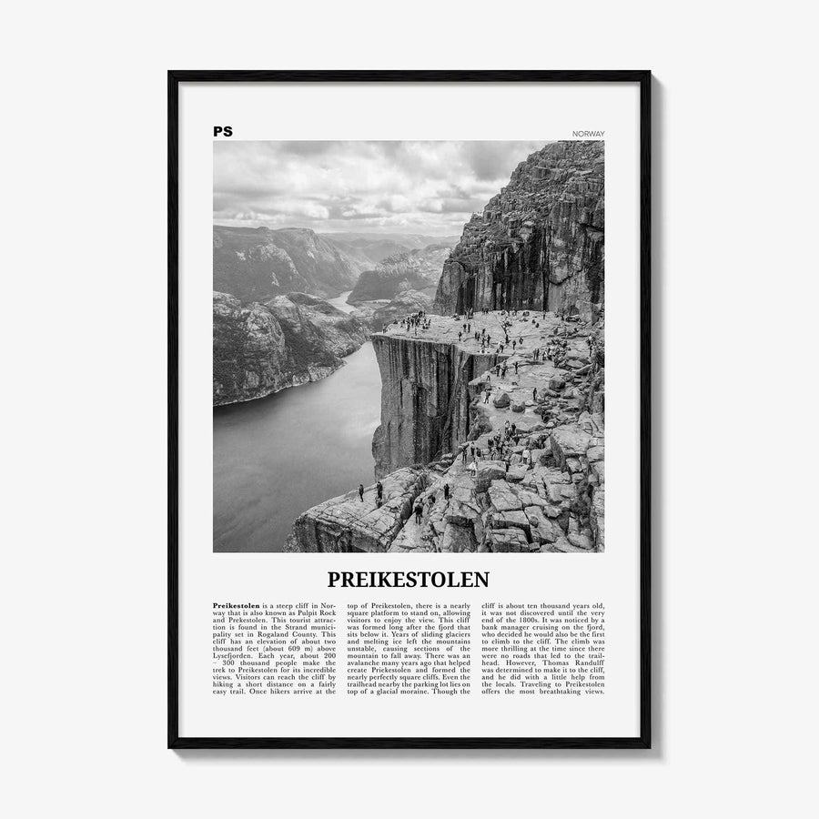 Preikestolen Print Black and White, Preikestolen Wall Art, Preikestolen Poster, Preikestolen Photo, Preikestolen Décor, Norway