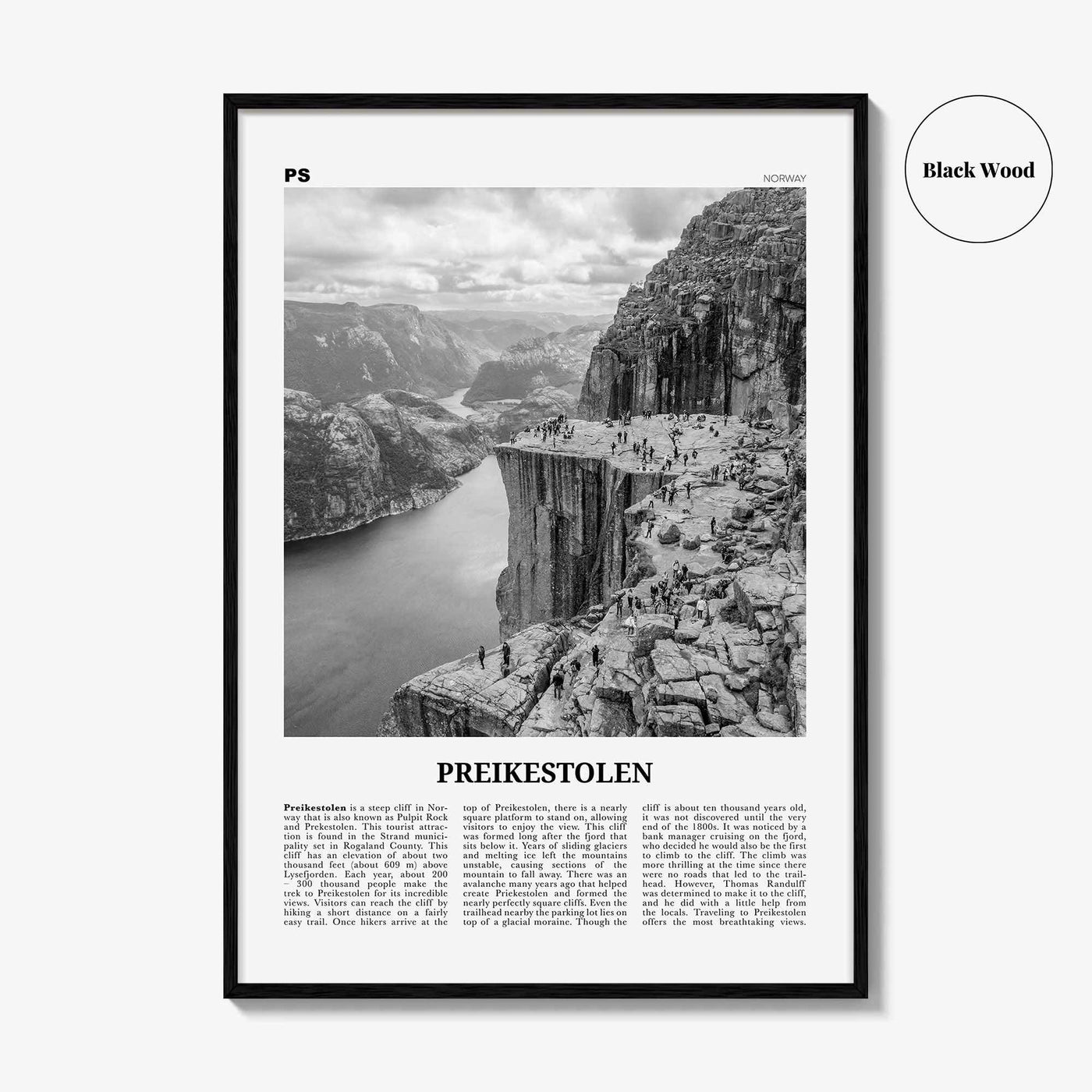 Preikestolen Print Black and White, Preikestolen Wall Art, Preikestolen Poster, Preikestolen Photo, Preikestolen Décor, Norway