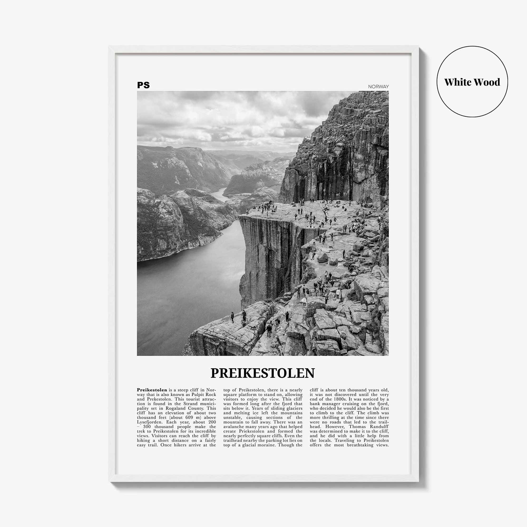 Preikestolen Print Black and White, Preikestolen Wall Art, Preikestolen Poster, Preikestolen Photo, Preikestolen Décor, Norway
