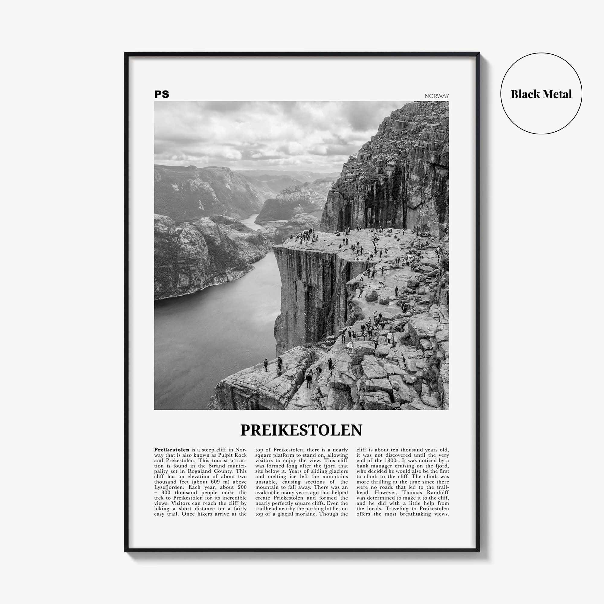 Preikestolen Print Black and White, Preikestolen Wall Art, Preikestolen Poster, Preikestolen Photo, Preikestolen Décor, Norway
