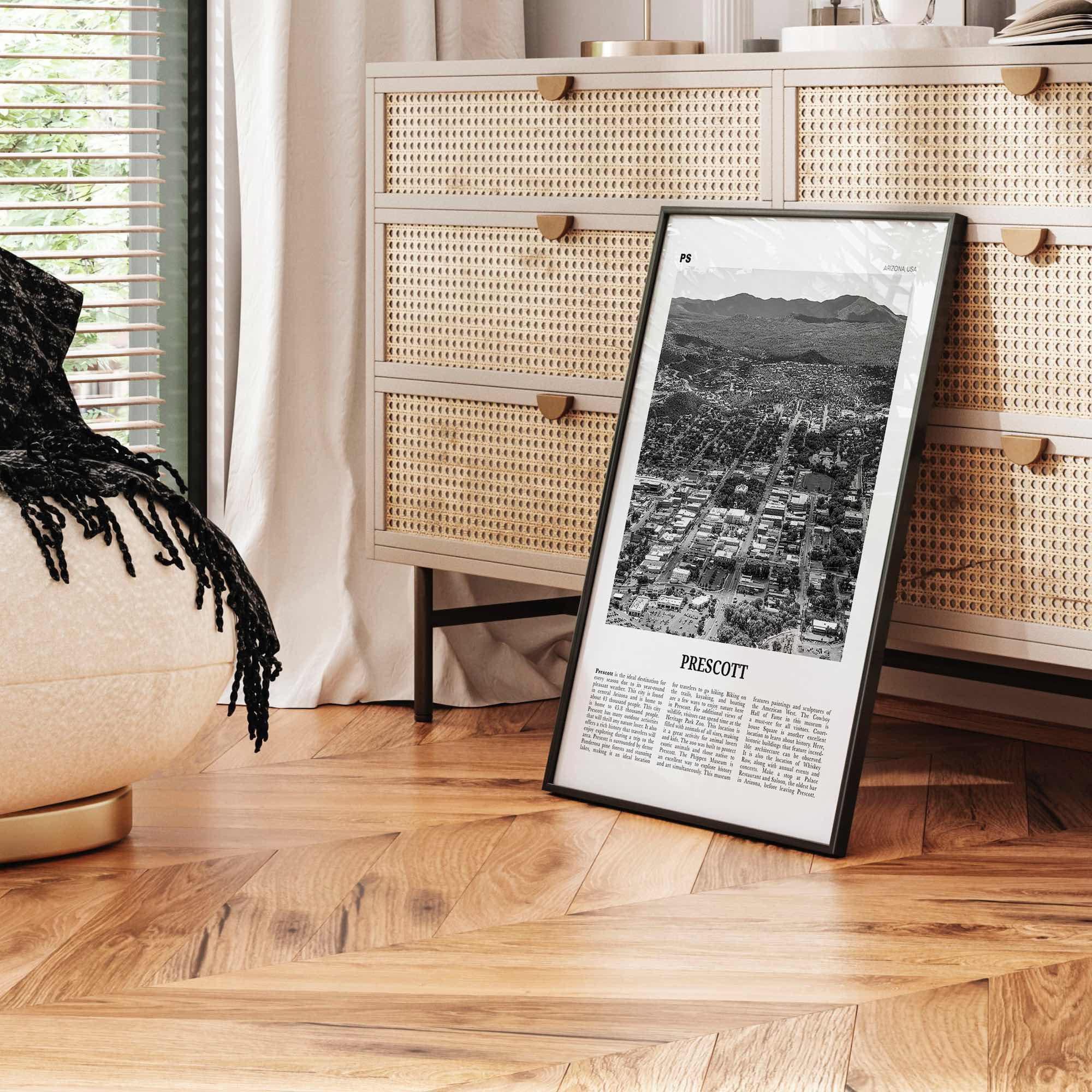 Prescott Print Black and White, Prescott Wall Art, Prescott Poster, Prescott Photo, Prescott Wall Décor, Prescott Map, Arizona, USA