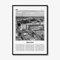 Preston City Print Black and White, Preston City Wall Art, Preston City Poster, Preston City Photo, Preston City Décor, England, UK