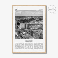 Preston City Print Black and White, Preston City Wall Art, Preston City Poster, Preston City Photo, Preston City Décor, England, UK