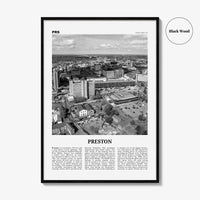Preston City Print Black and White, Preston City Wall Art, Preston City Poster, Preston City Photo, Preston City Décor, England, UK