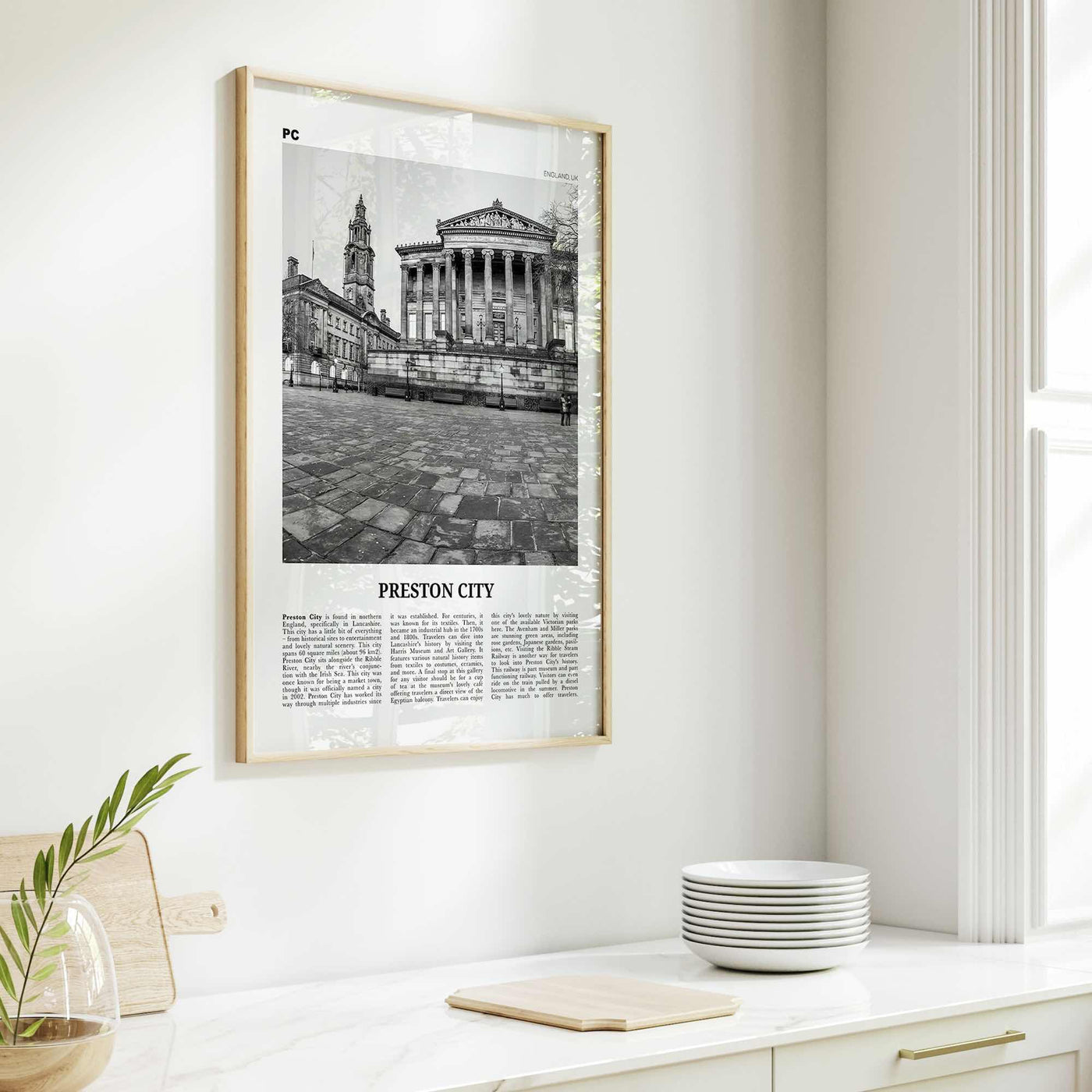 Preston Print Black and White, Preston Wall Art, Preston Poster, Preston Photo, Preston Wall Décor, Preston Map, England, UK