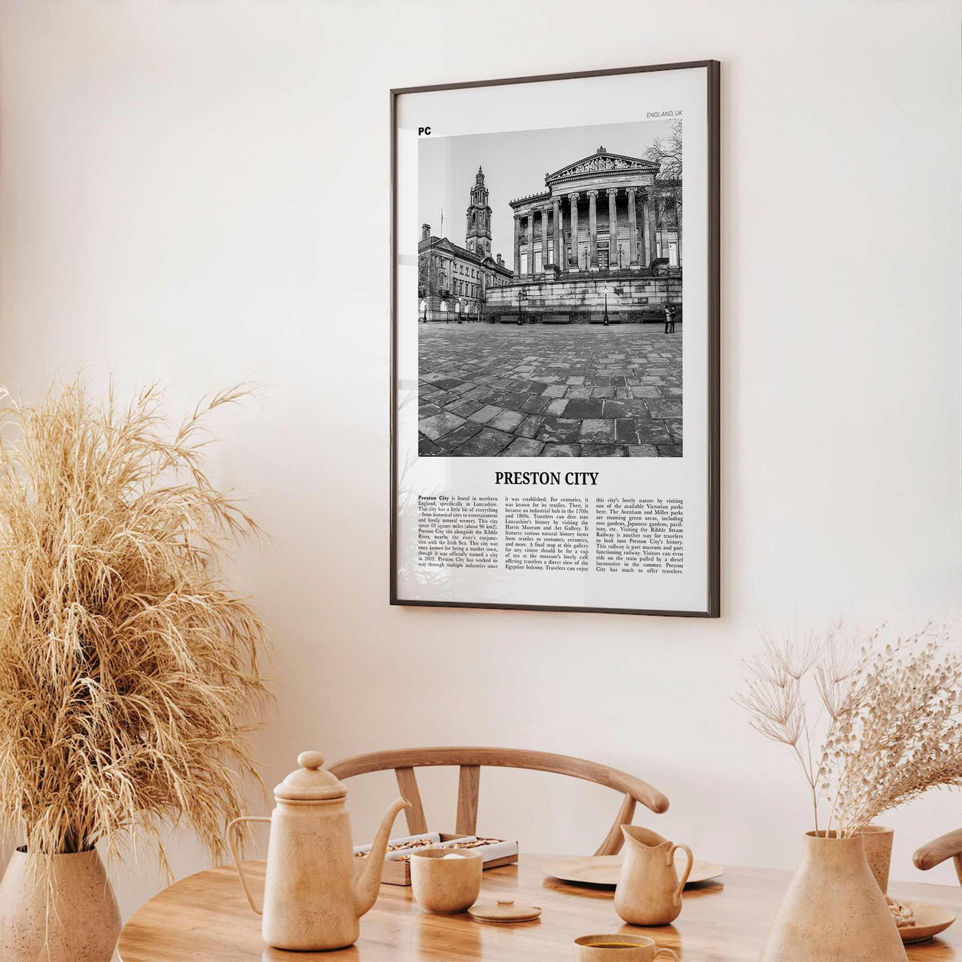 Preston Print Black and White, Preston Wall Art, Preston Poster, Preston Photo, Preston Wall Décor, Preston Map, England, UK