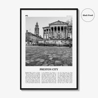 Preston Print Black and White, Preston Wall Art, Preston Poster, Preston Photo, Preston Wall Décor, Preston Map, England, UK