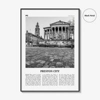 Preston Print Black and White, Preston Wall Art, Preston Poster, Preston Photo, Preston Wall Décor, Preston Map, England, UK