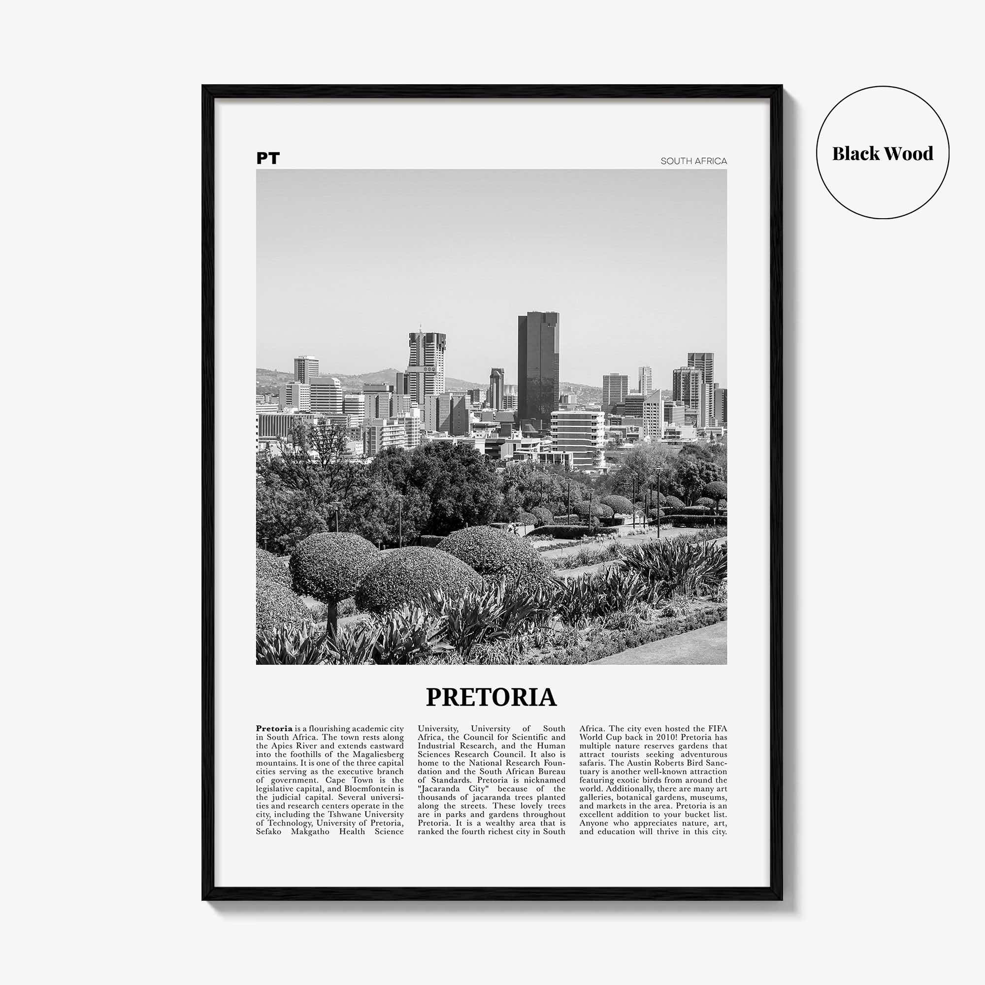 Pretoria Print Black and White, Pretoria Wall Art, Pretoria Poster, Pretoria Photo, Pretoria Wall Décor, South Africa, Gauteng