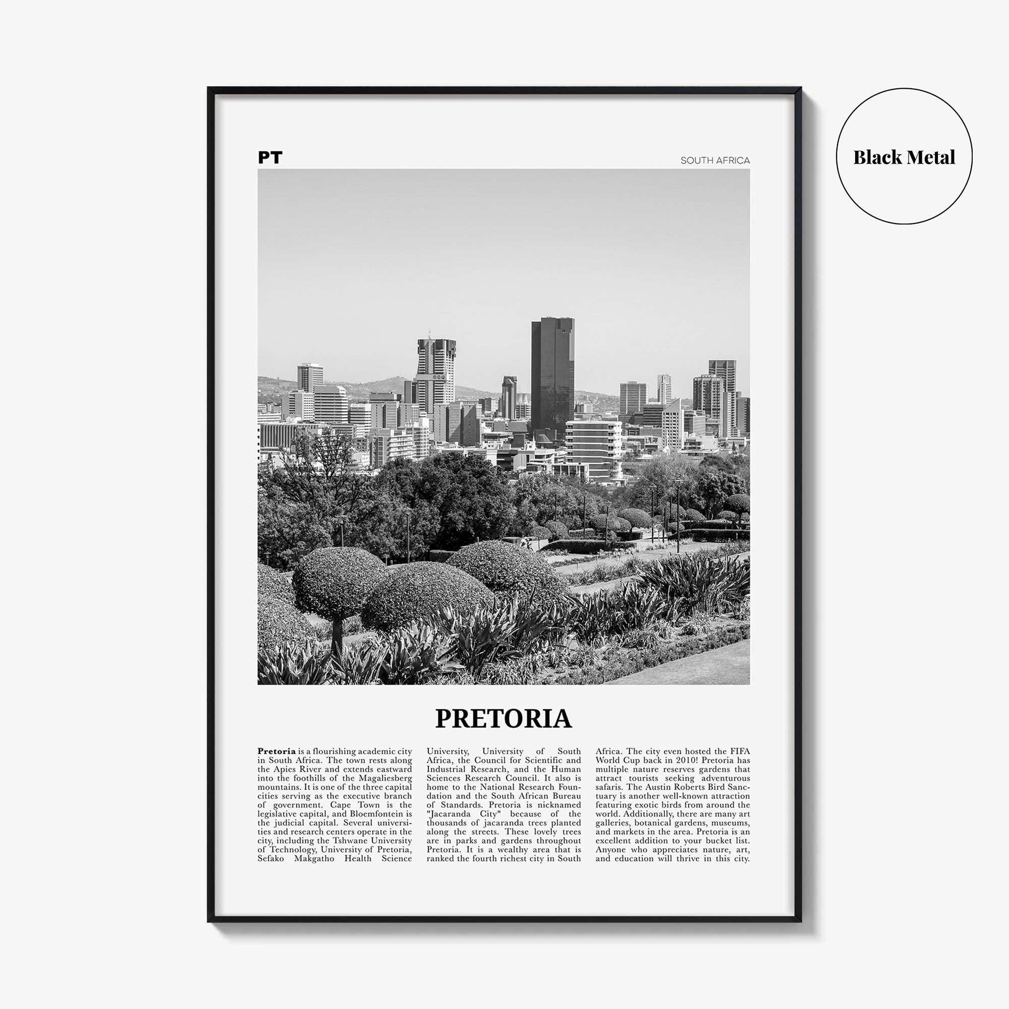 Pretoria Print Black and White, Pretoria Wall Art, Pretoria Poster, Pretoria Photo, Pretoria Wall Décor, South Africa, Gauteng