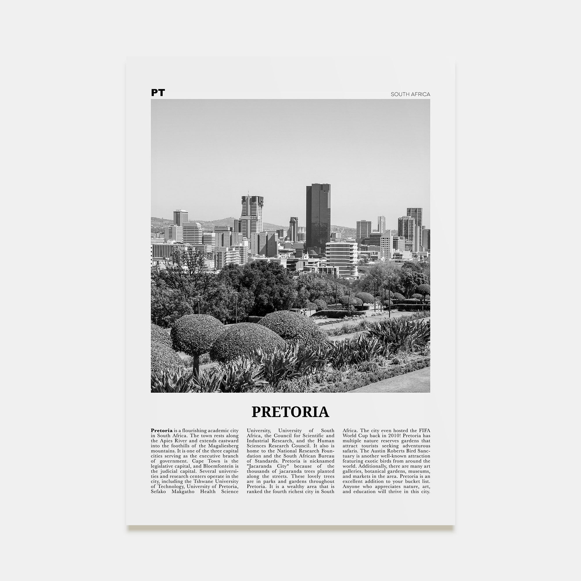Pretoria Travel B&W Poster