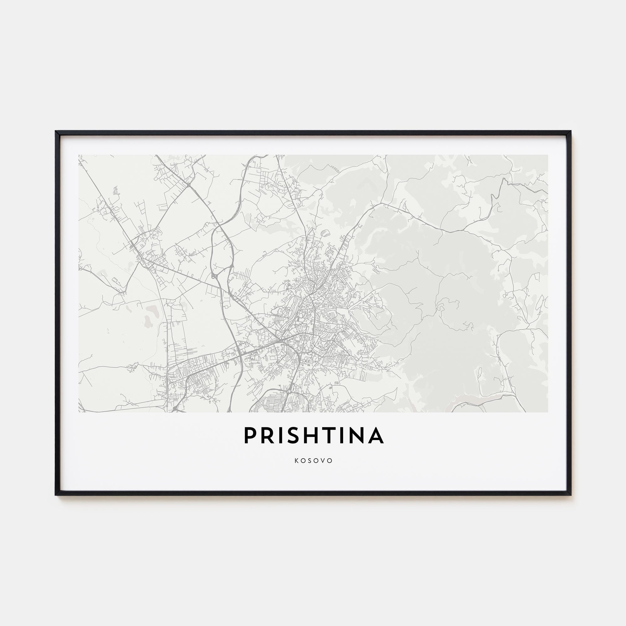 Prishtina Map Landscape Poster