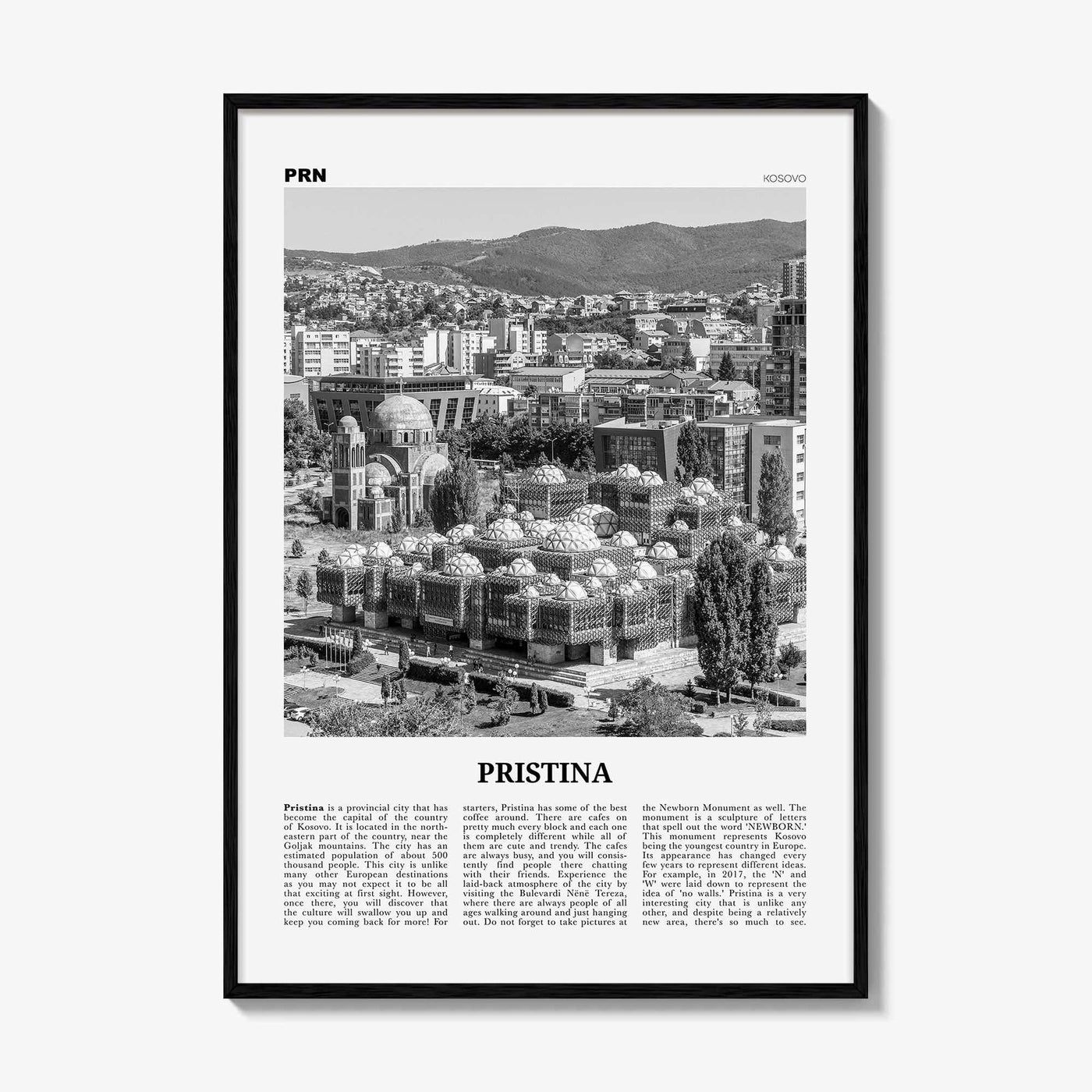 Pristina Print Black and White, Pristina Wall Art, Pristina Poster, Pristina Photo, Pristina Décor, Prishtina, Prishtinë, Priština, Kosovo