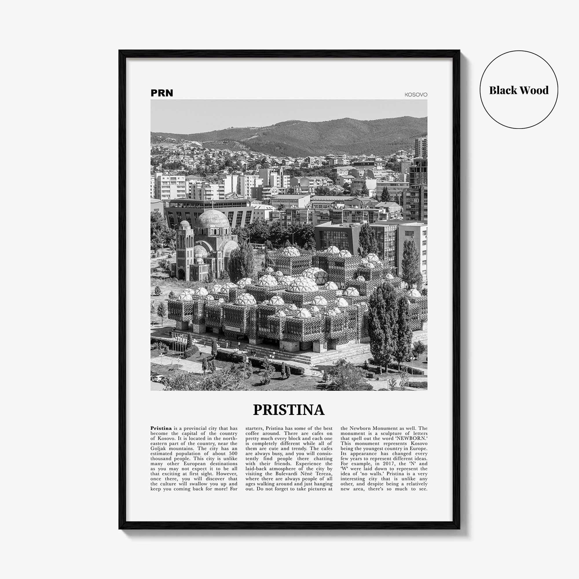 Pristina Print Black and White, Pristina Wall Art, Pristina Poster, Pristina Photo, Pristina Décor, Prishtina, Prishtinë, Priština, Kosovo