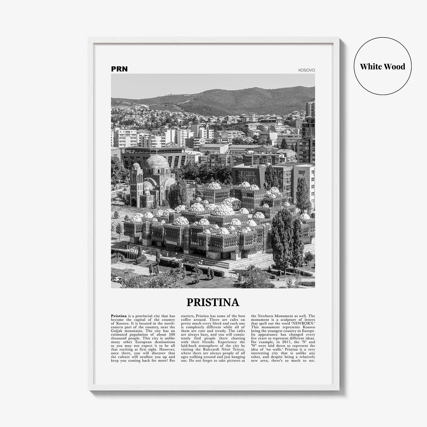 Pristina Print Black and White, Pristina Wall Art, Pristina Poster, Pristina Photo, Pristina Décor, Prishtina, Prishtinë, Priština, Kosovo