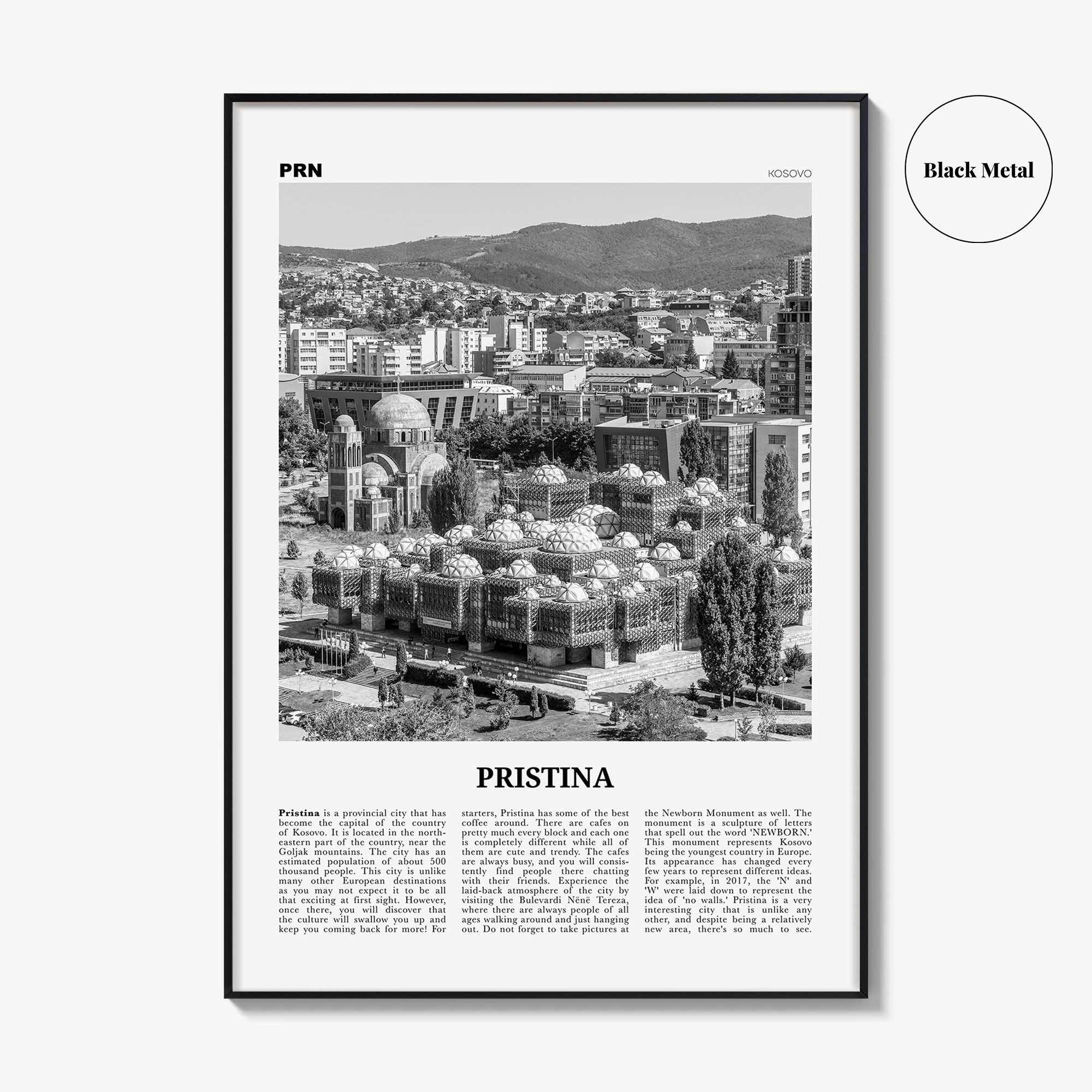 Pristina Print Black and White, Pristina Wall Art, Pristina Poster, Pristina Photo, Pristina Décor, Prishtina, Prishtinë, Priština, Kosovo