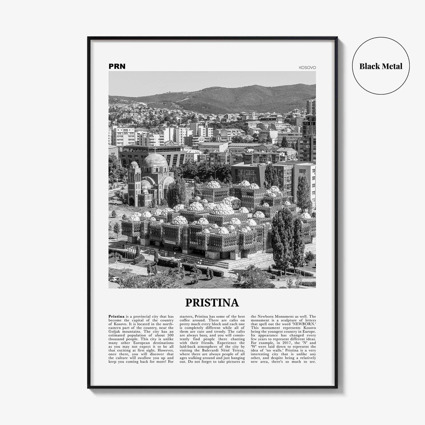 Pristina Print Black and White, Pristina Wall Art, Pristina Poster, Pristina Photo, Pristina Décor, Prishtina, Prishtinë, Priština, Kosovo