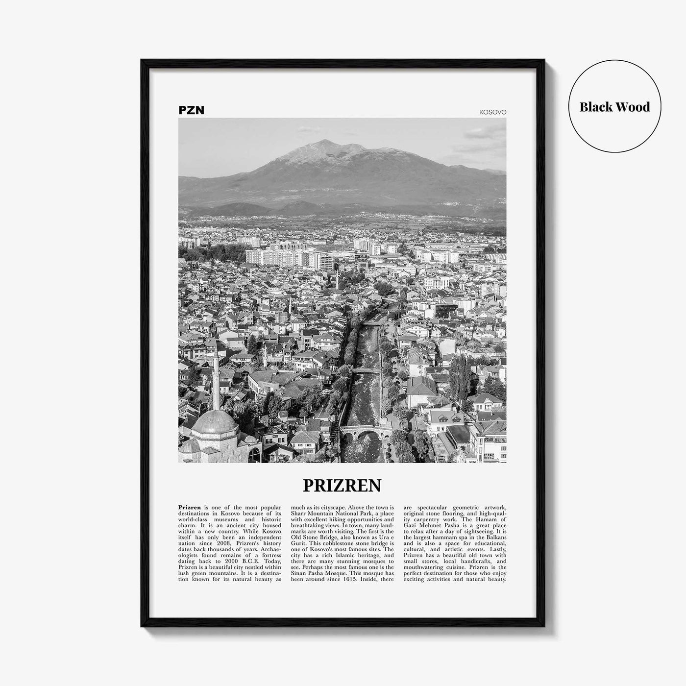 Prizren Print Black and White, Prizren Wall Art, Prizren Poster, Prizren Photo, Prizren Wall Décor, Prizreni, Призрен, Prizren, Kosovo