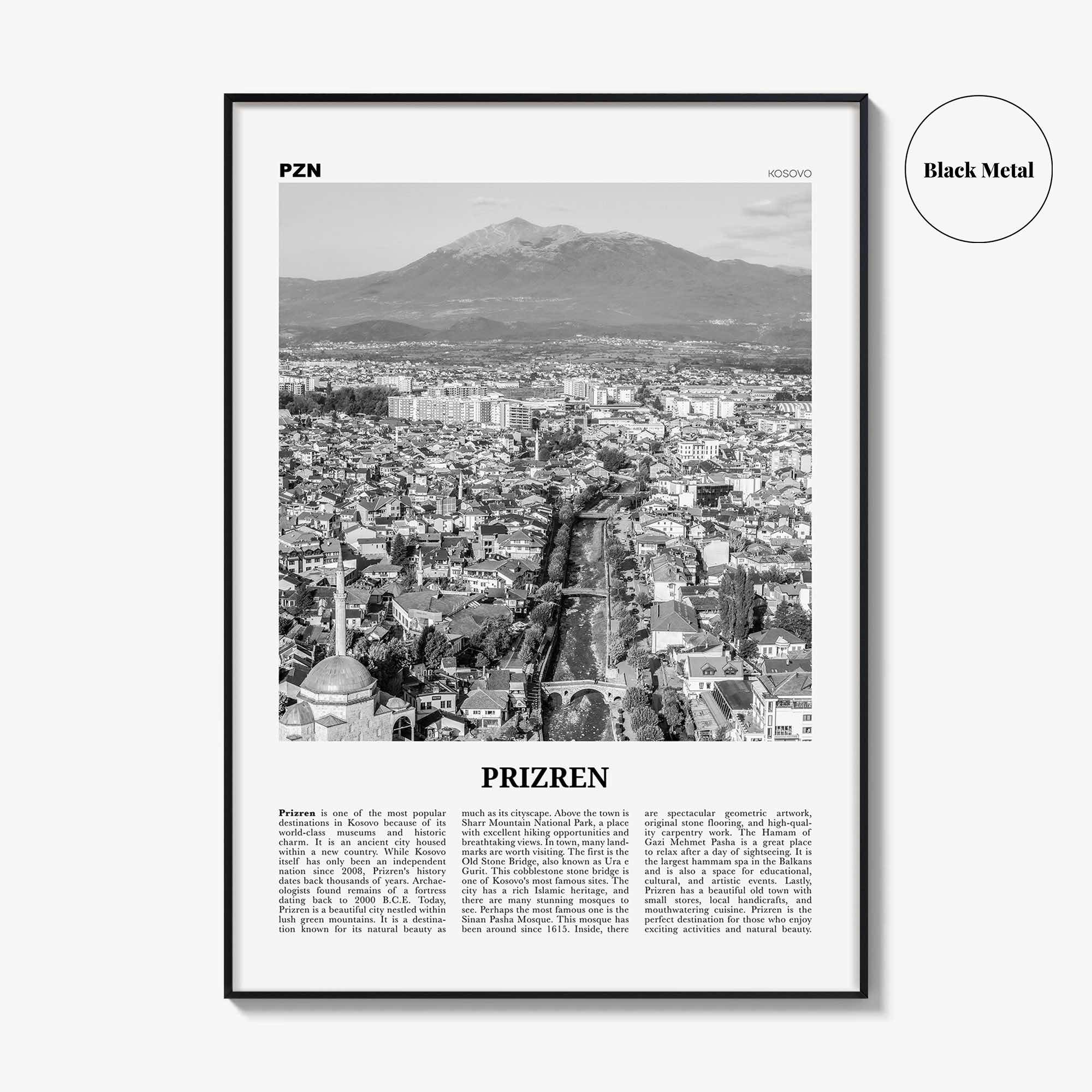 Prizren Print Black and White, Prizren Wall Art, Prizren Poster, Prizren Photo, Prizren Wall Décor, Prizreni, Призрен, Prizren, Kosovo