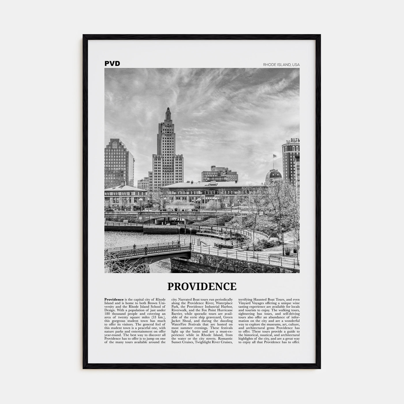 Providence Travel B&W Poster