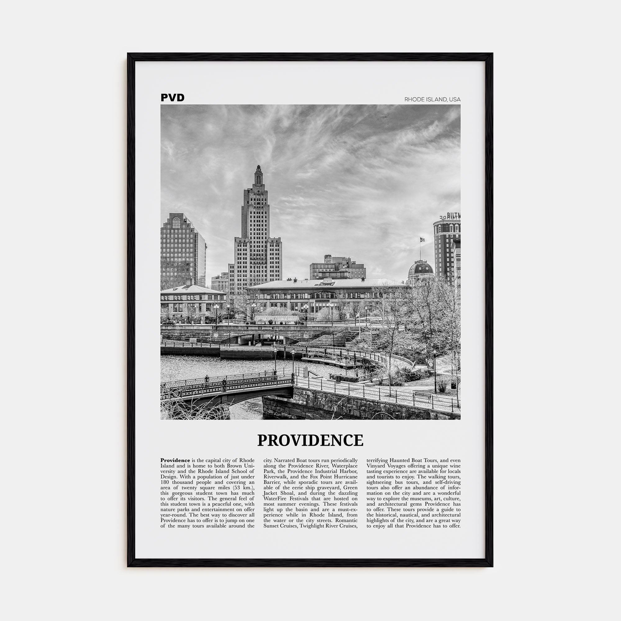 Providence Travel B&W Poster