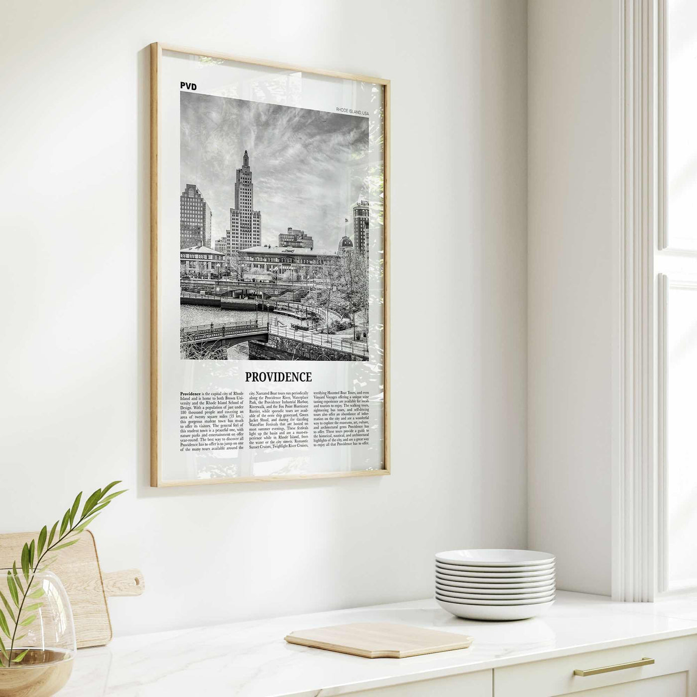 Providence Print Black and White, Providence Wall Art, Providence Poster, Providence Photo, Providence Map, Rhode Island, USA, United States