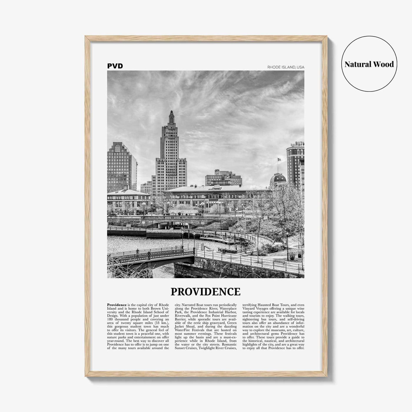 Providence Print Black and White, Providence Wall Art, Providence Poster, Providence Photo, Providence Map, Rhode Island, USA, United States