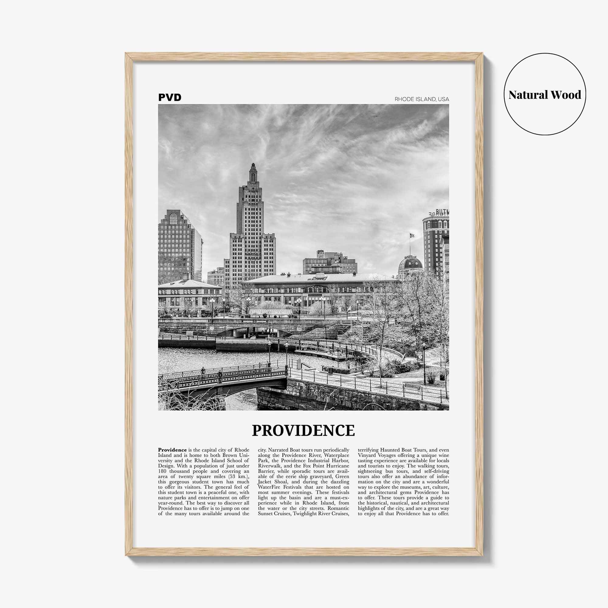 Providence Print Black and White, Providence Wall Art, Providence Poster, Providence Photo, Providence Map, Rhode Island, USA, United States