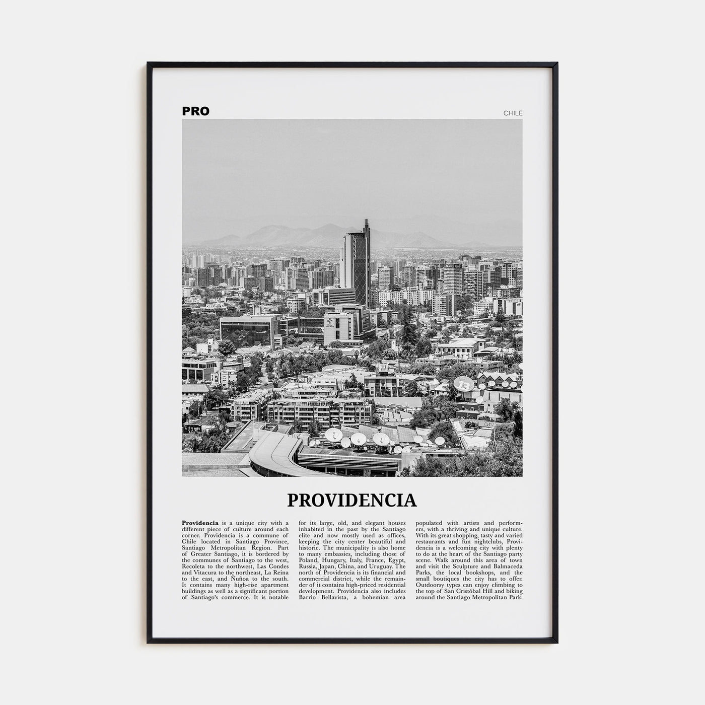 Providencia Travel B&W Poster
