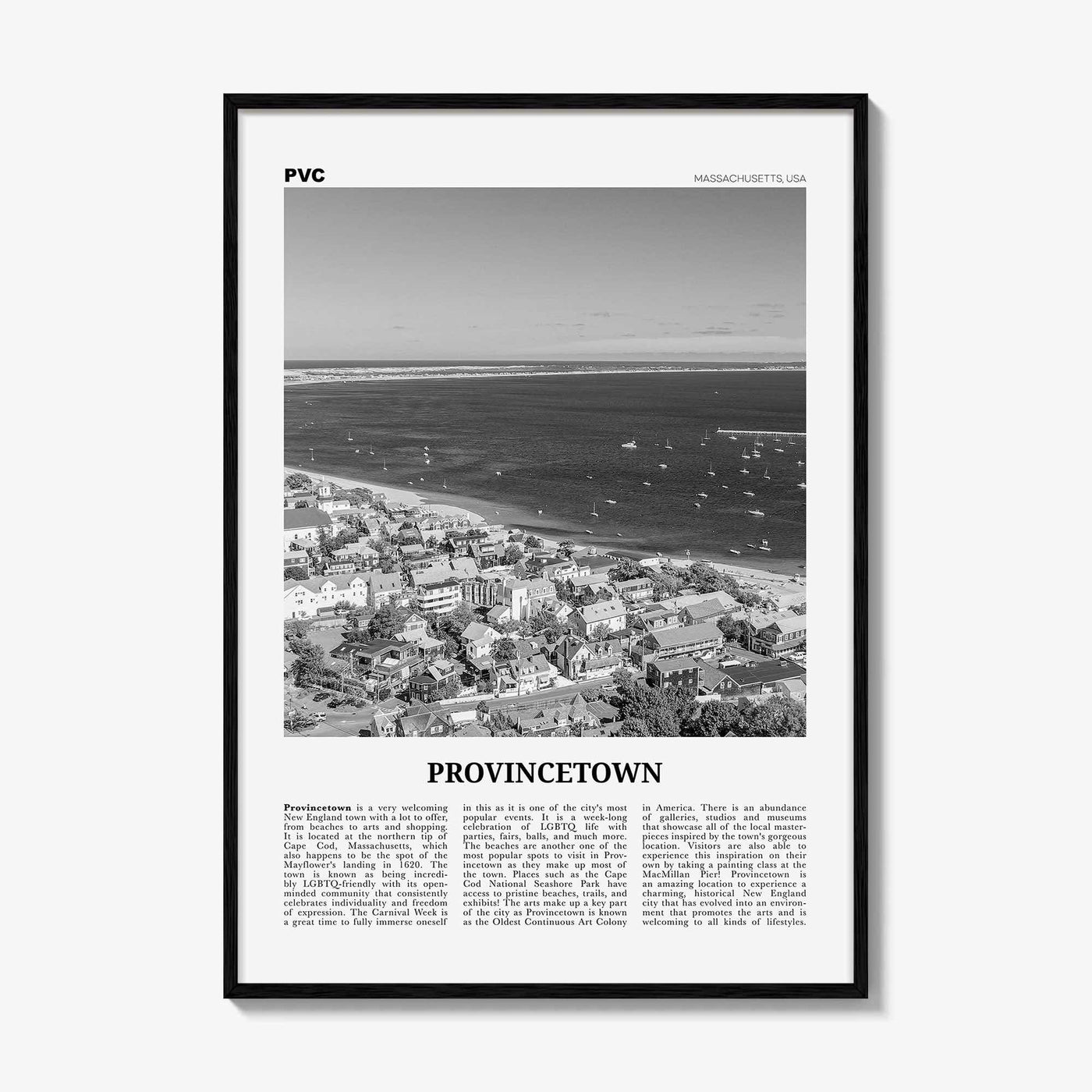 Provincetown Print Black and White, Provincetown Wall Art, Provincetown Poster, Provincetown Photo, Massachusetts, USA, United States