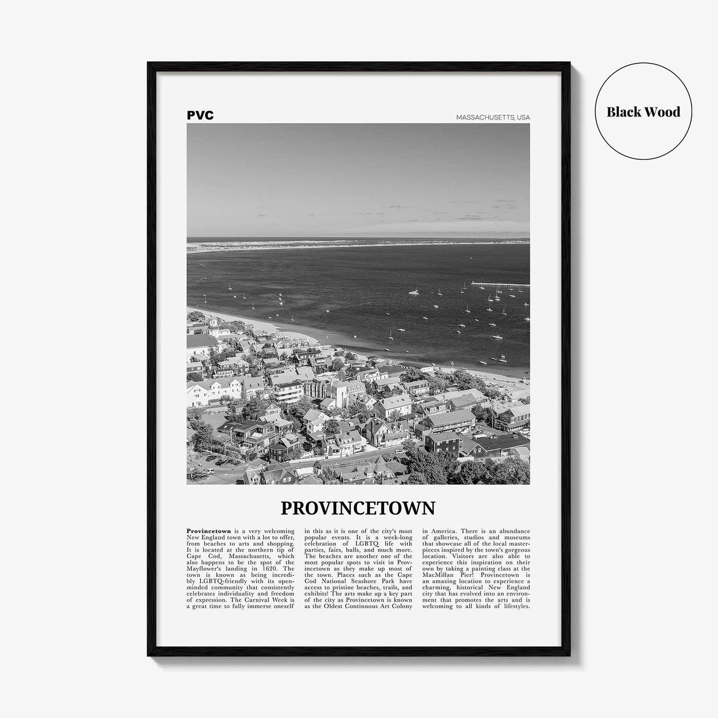 Provincetown Print Black and White, Provincetown Wall Art, Provincetown Poster, Provincetown Photo, Massachusetts, USA, United States