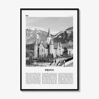 Provo Print Black and White, Provo Wall Art, Provo Poster, Provo Photo, Provo Map, Utah, USA, United States
