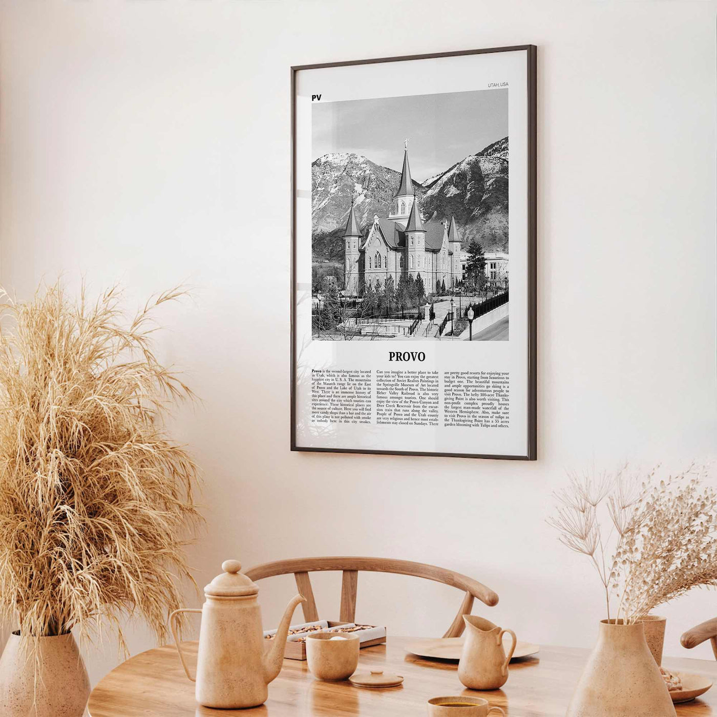 Provo Print Black and White, Provo Wall Art, Provo Poster, Provo Photo, Provo Map, Utah, USA, United States