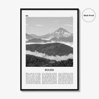 Pucon Print Black and White, Pucon Wall Art, Pucon Poster, Pucon Photo, Pucon Wall Décor, Pucon Map, Chile