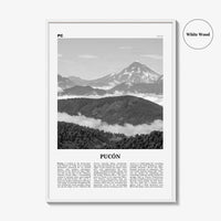 Pucon Print Black and White, Pucon Wall Art, Pucon Poster, Pucon Photo, Pucon Wall Décor, Pucon Map, Chile