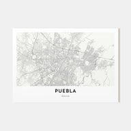 Puebla Map Landscape Poster