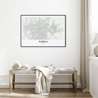 Puebla Map Landscape Poster