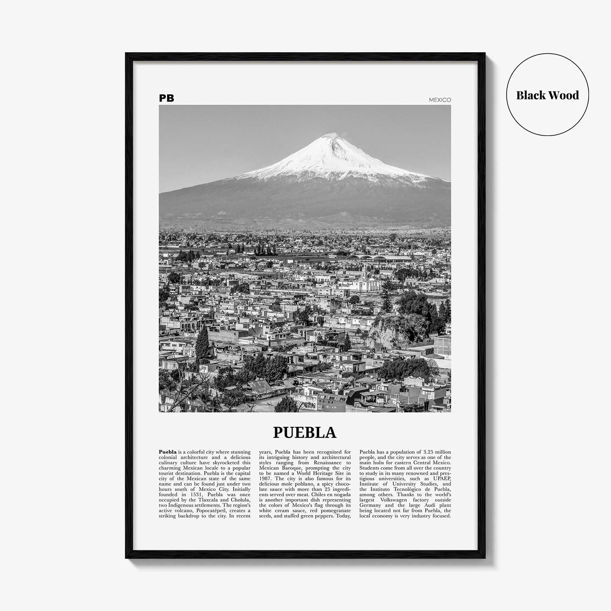 Puebla Print Black and White, Puebla Wall Art, Puebla Poster, Puebla Photo, Puebla Wall Décor, Heroica Puebla de Zaragoza, Mexico