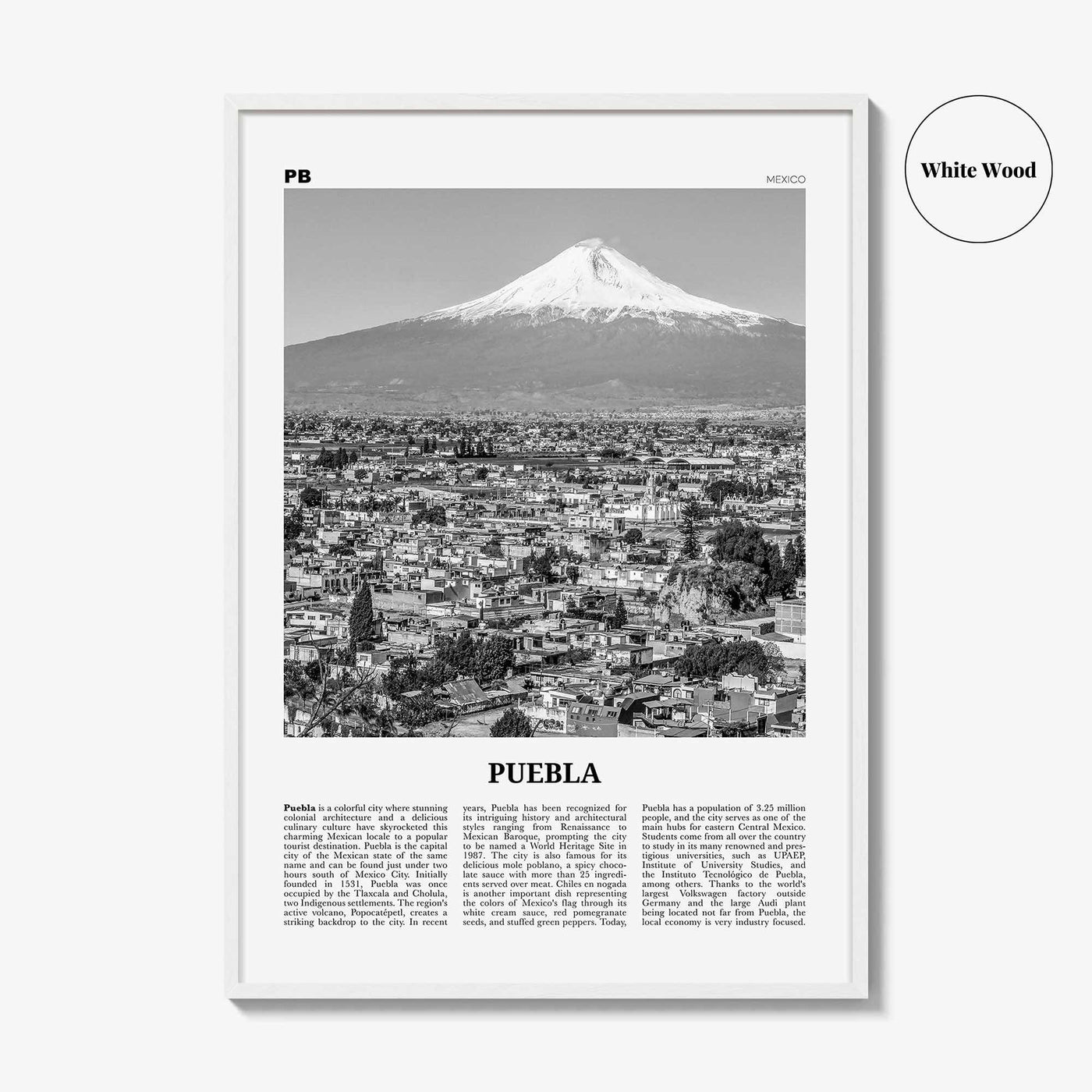 Puebla Print Black and White, Puebla Wall Art, Puebla Poster, Puebla Photo, Puebla Wall Décor, Heroica Puebla de Zaragoza, Mexico