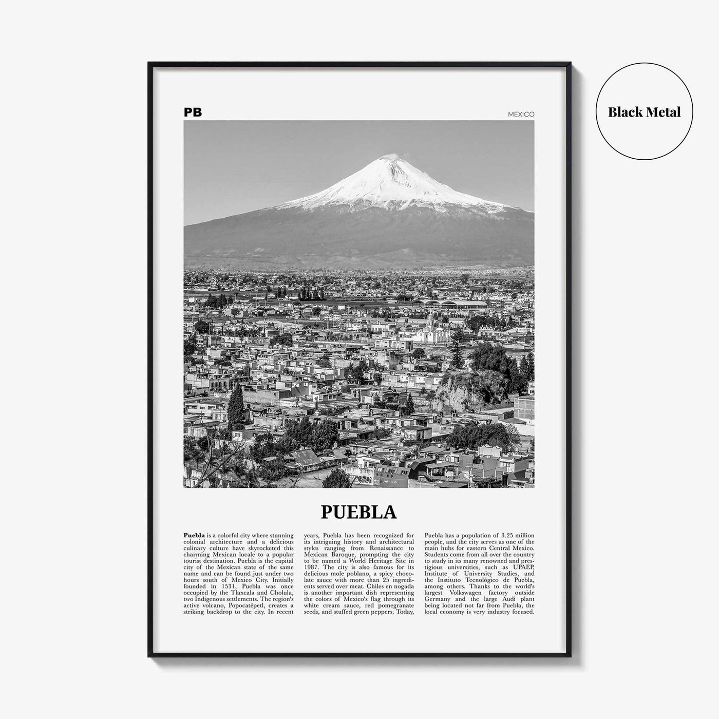 Puebla Print Black and White, Puebla Wall Art, Puebla Poster, Puebla Photo, Puebla Wall Décor, Heroica Puebla de Zaragoza, Mexico