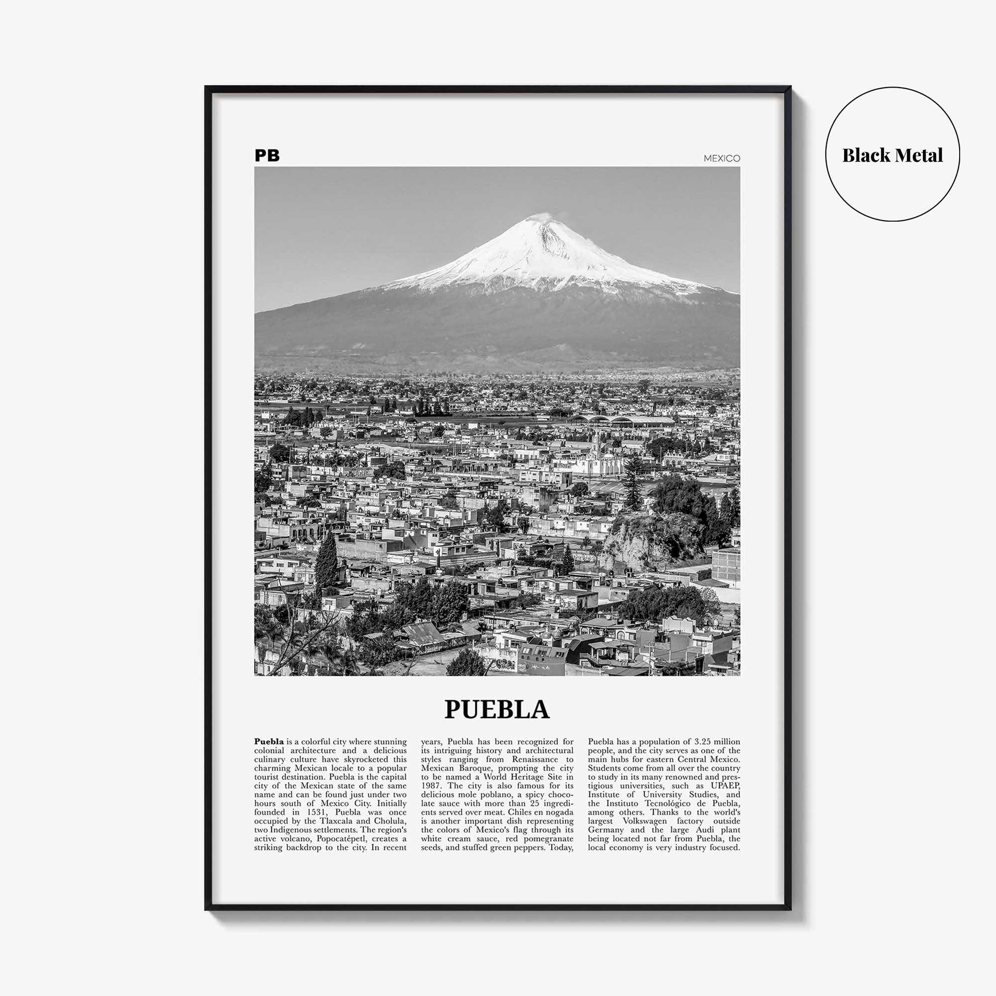 Puebla Print Black and White, Puebla Wall Art, Puebla Poster, Puebla Photo, Puebla Wall Décor, Heroica Puebla de Zaragoza, Mexico