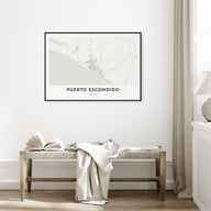 Puerto Escondido Map Landscape Poster