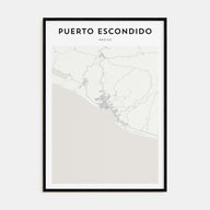 Puerto Escondido Map Portrait Poster