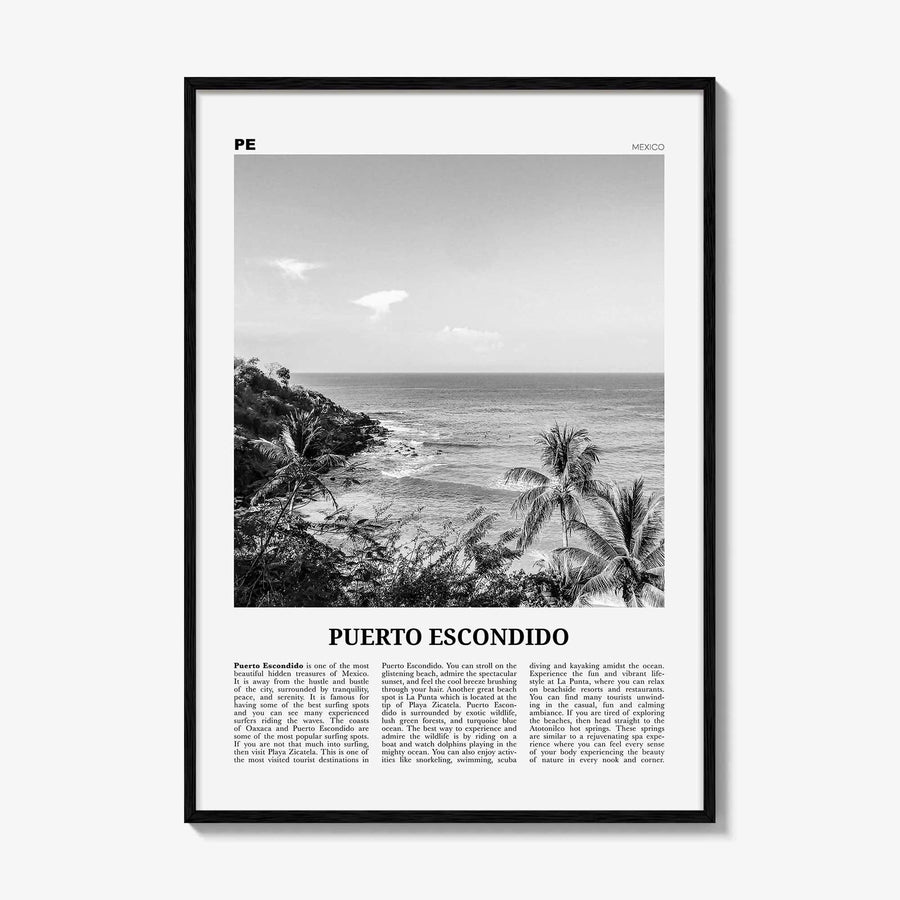 Puerto Escondido Print Black and White, Puerto Escondido Wall Art, Puerto Escondido Poster, Puerto Escondido Photo, Mexico Poster Print