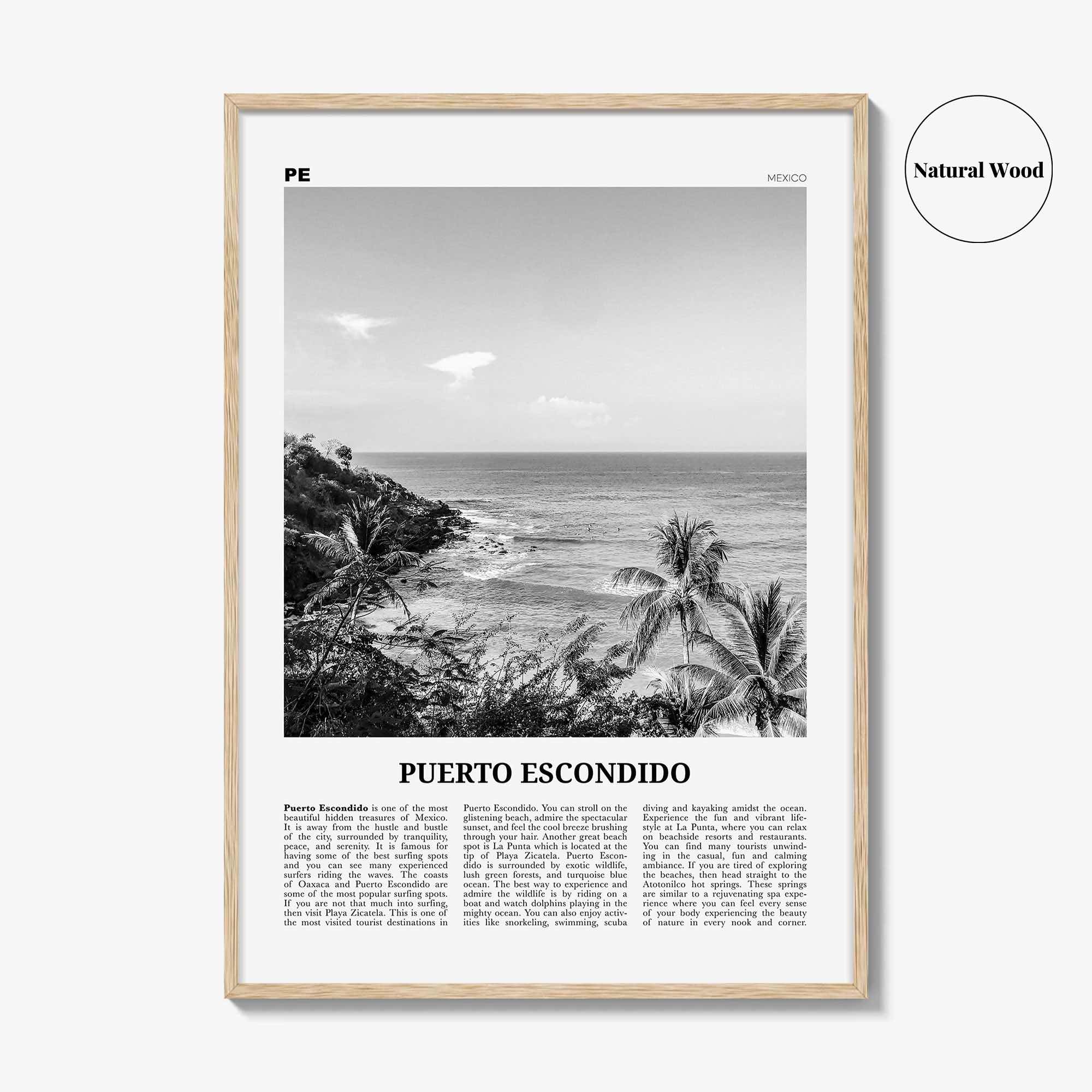 Puerto Escondido Print Black and White, Puerto Escondido Wall Art, Puerto Escondido Poster, Puerto Escondido Photo, Mexico Poster Print