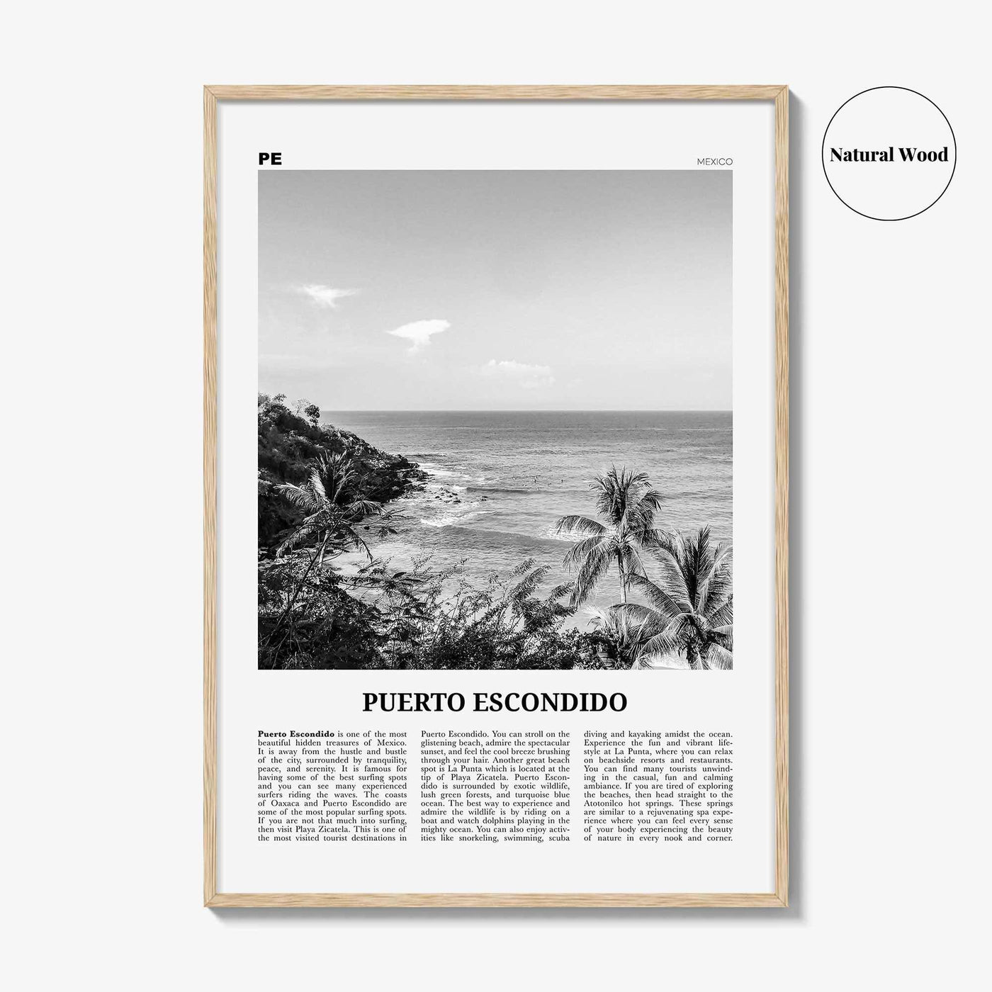 Puerto Escondido Print Black and White, Puerto Escondido Wall Art, Puerto Escondido Poster, Puerto Escondido Photo, Mexico Poster Print