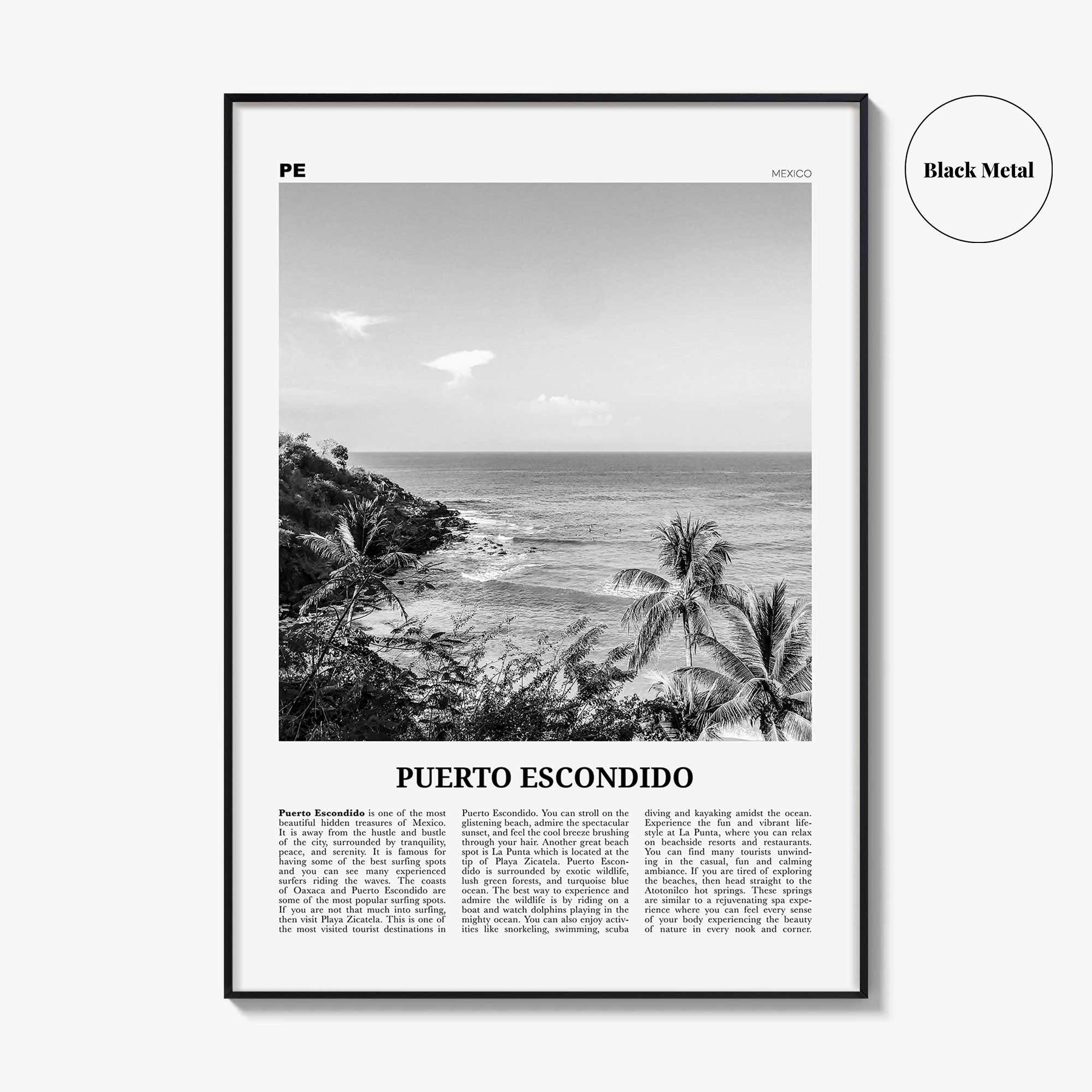 Puerto Escondido Print Black and White, Puerto Escondido Wall Art, Puerto Escondido Poster, Puerto Escondido Photo, Mexico Poster Print